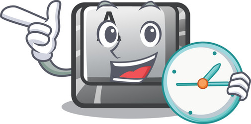 with clock button a in cartoon shape vector image