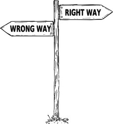 Cartoon direction sign with two decision arrows vector