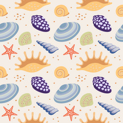 seamless repeat pattern with seashells vector