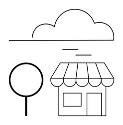 small local shopfront with tree and cloud vector image