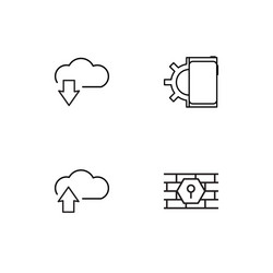 cyber security linear icons set simple outline vector image