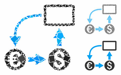 cashflow euro exchange mosaic icon unequal vector