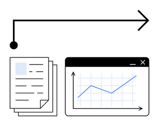 data flow from documents to digital graph vector image