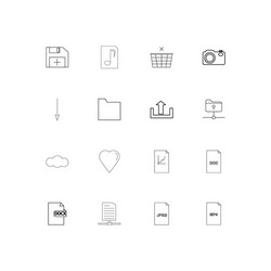 files and folders sign linear thin icons set vector image