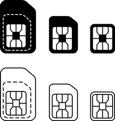 Mobile sim card icons set normal micro nano vector