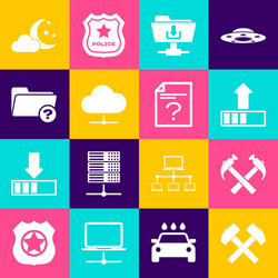 set two crossed hammers loading ftp folder vector image