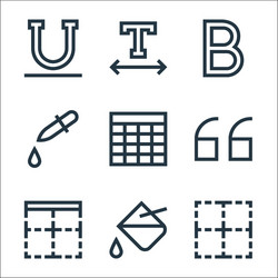 text editor line icons linear set quality vector image