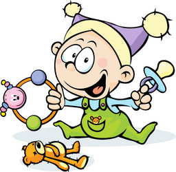 Cute Baby with Rattle vector