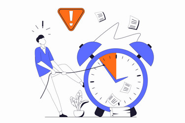 deadline concept with people scene in flat outline vector image