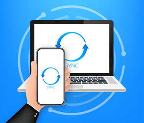 Flat icon with sync smartphone for mobile device vector