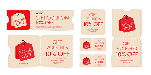 Gift coupon and voucher with promo code vector