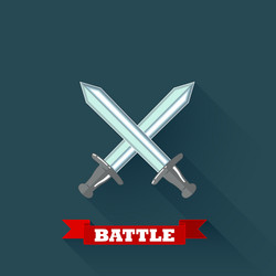 With crossing swords in flat design long vector