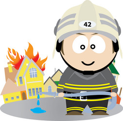 Cute fireman cartoon Royalty Free Vector Image