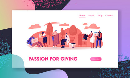 donation charity and support to beggars website vector