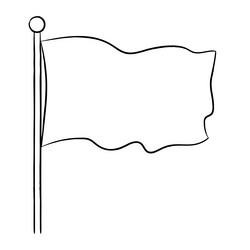 hand-drawn rectangular flag on a pole vector