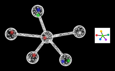Hatched mesh net connections icon with multi vector