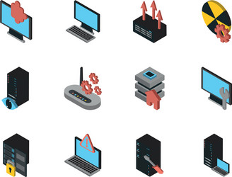 Bundle data server set icons vector