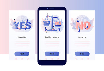 Yes or no consent decision making screen vector