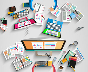 ideal workspace for teamwork and brainstorming vector image