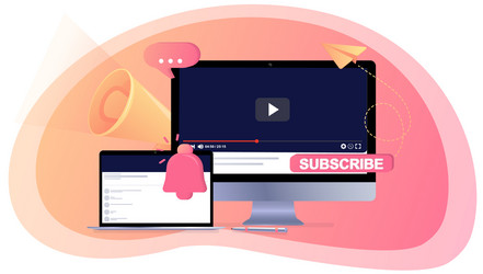 subscribe red button to video blog vector image