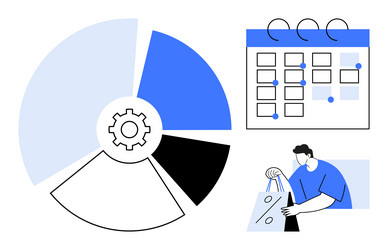 data visualization with pie chart calendar vector image