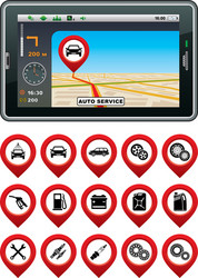 gps navigator with the pointer autoservice vector image