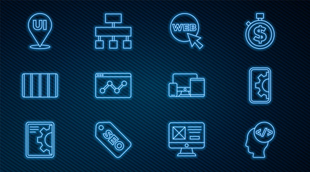 set line front end development web and graphic vector image