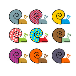 Set of snail with colored shell vector