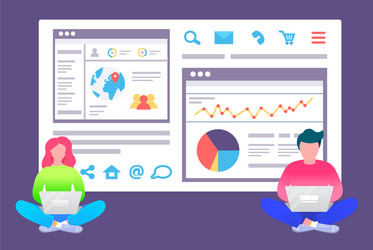 worker programming website in computer vector image