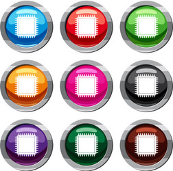 computer microchip set 9 collection vector image