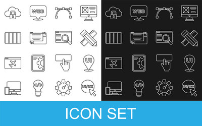 set line ui or ux design crossed ruler and pencil vector image