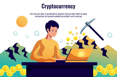cryptocurrency mining horizontal composition vector image