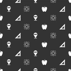 Set apple triangular ruler alphabet and atom vector