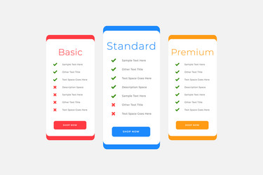Template design ux ui price list landing page vector