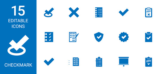 15 checkmark icons vector