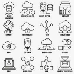 Cloud Computing Icons - Linear Set vector image
