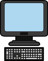 computer with keyboard icon image vector