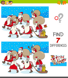 Differences game with santa claus characters vector