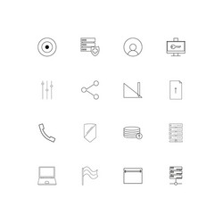 Internet technologies linear thin icons set vector