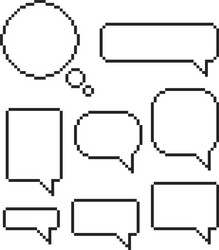 Pixel speech bubble set mosaic dialog boxes vector