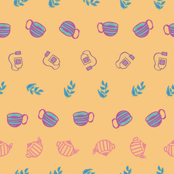 Tea row seamless pattern design vector
