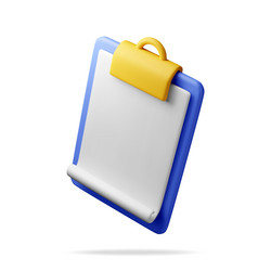 3d clipboard with empty paper sheet isolated vector image