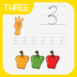 Learn to Write Number Three vector image