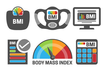 Bmi body mass index calculation gray icon set vector