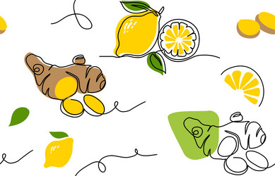 Ginger and lemon pattern one continuous vector