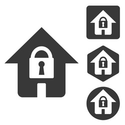 Locked house icon set monochrome vector