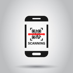 qr code scan phone icon in flat style scanner vector image