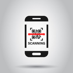 Qr code scan phone icon in flat style scanner vector