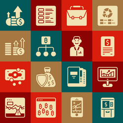 set atm and money computer with growth graph vector image