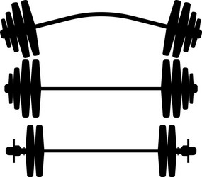 three different weight lifting barbell vector